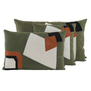 Housse de coussin Nagoya Haomy en coton brodé, coloris Kaki – motifs géométriques élégants et finition haut de gamme