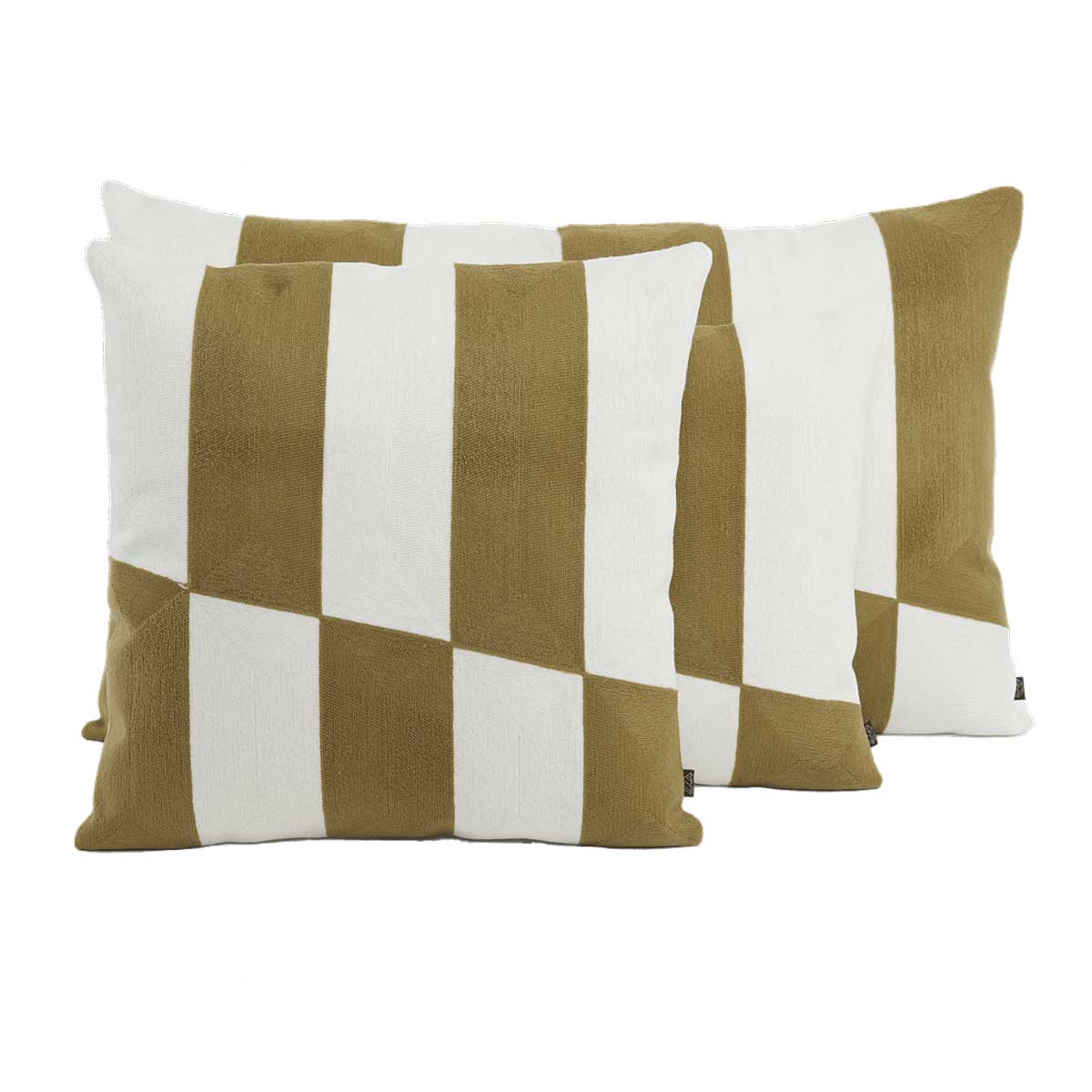 Housse de coussin Sydney Haomy en coton brodé, coloris Gold – élégance, texture graphique et finition raffinée