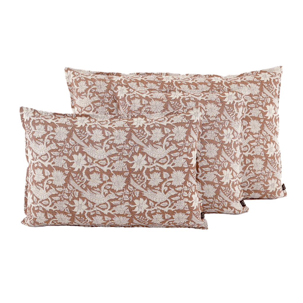 Housse de coussin Jaipur Haomy,Harmony Textile en lin lavé avec imprimé décoratif élégant, coloris Mocaccino