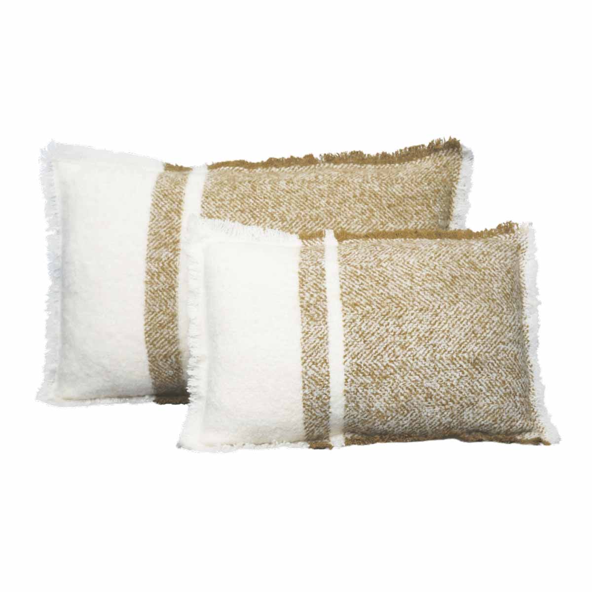 Housse de coussin Megève Haomy en laine douce, coloris Gold – chaleur, texture authentique et élégance intemporelle