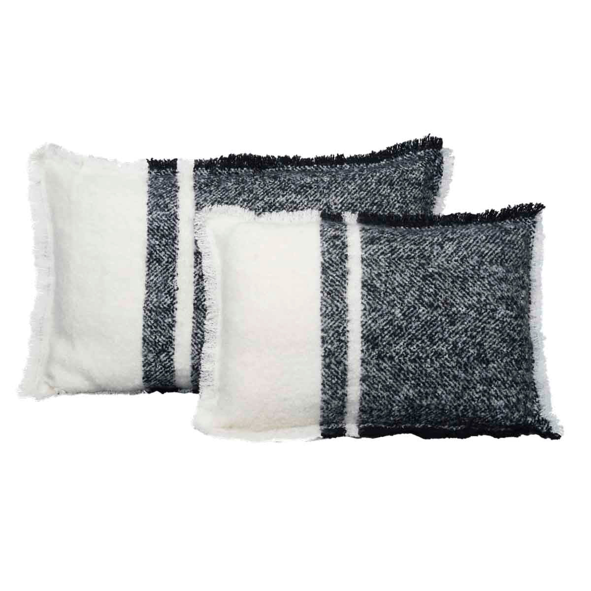 Housse de coussin Megève Haomy en laine douce, coloris Noir – chaleur, texture authentique et élégance intemporelle