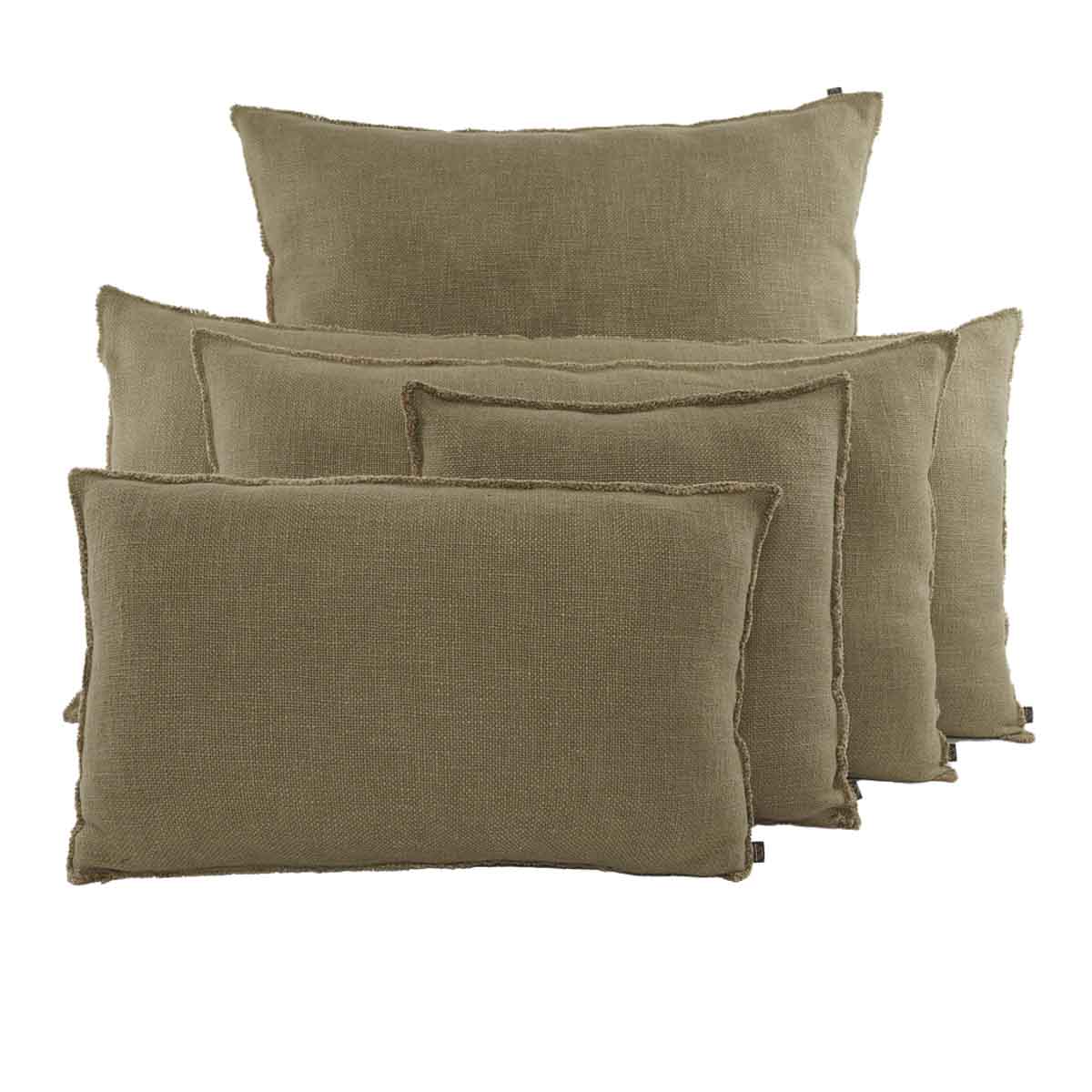 Housse de coussin California Haomy en lin lavé et coton, coloris Gold – texture douce, finitions soignées et 7 coloris disponibles