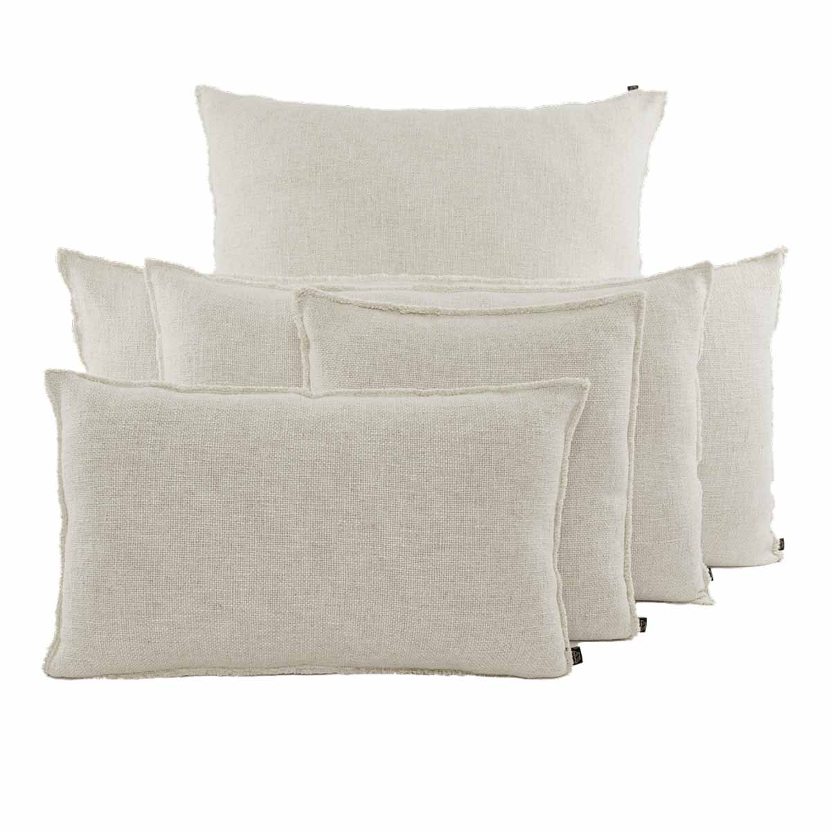 Housse de coussin California Haomy en lin lavé et coton, coloris Naturel – texture douce, finitions soignées et 7 coloris disponibles