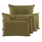 Housse de coussin California Haomy en lin lavé et coton, coloris Olive – texture douce, finitions soignées et 7 coloris disponibles