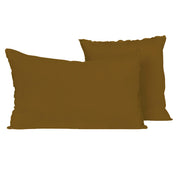 Coussin Limy Haomy en lin et coton, coloris Gold – finition frangée et texture douce pour une déco élégante