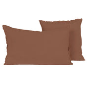 Coussin Limy Haomy en lin et coton, coloris Mocaccino – finition frangée et texture douce pour une déco élégante