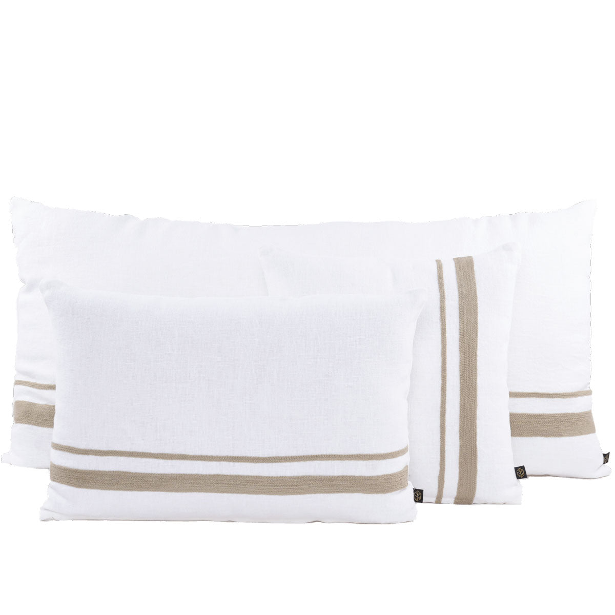 Housse de coussin Malaga en lin lavé brodé coloris Lin – Haomy Harmony Textile, élégance naturelle et douceur intemporelle