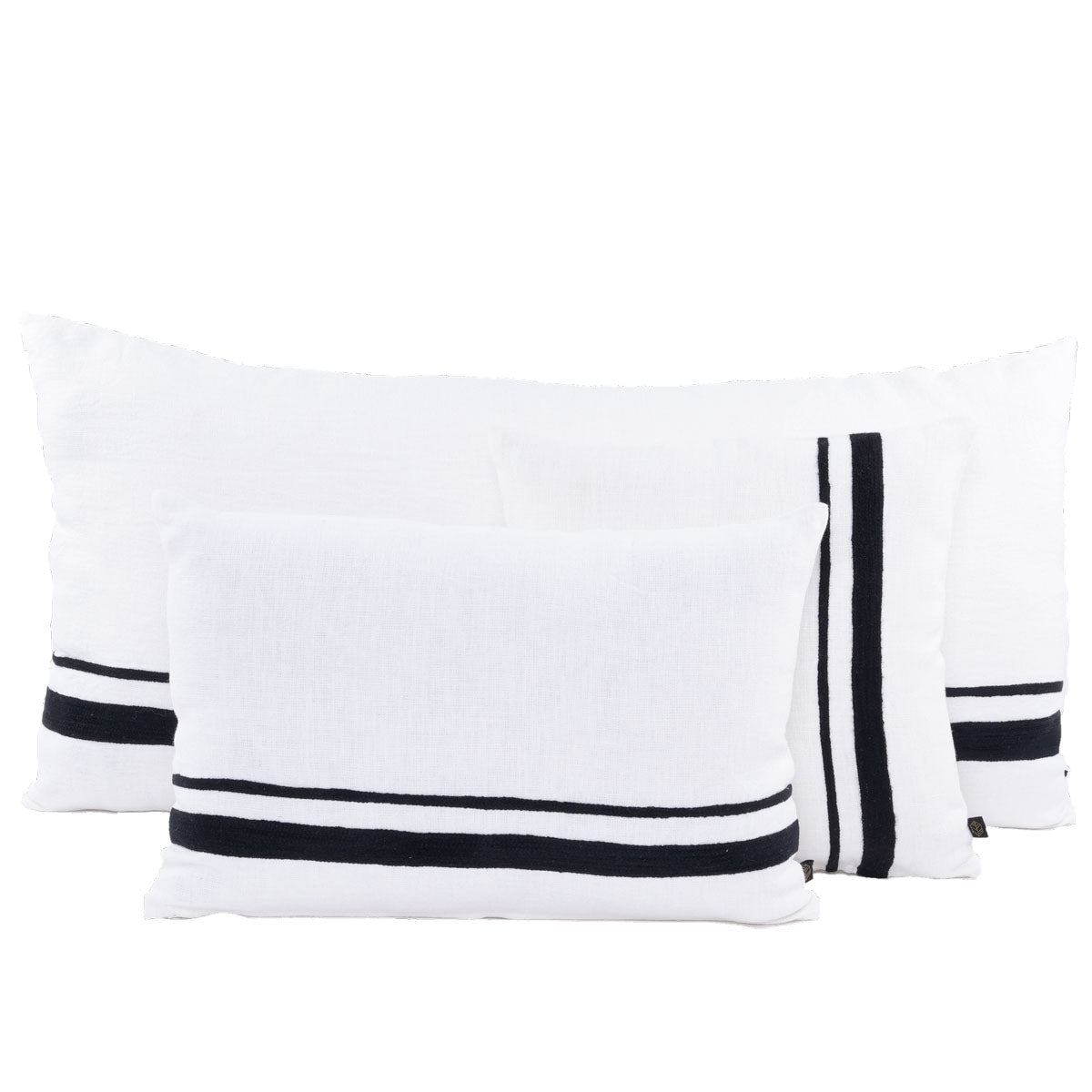 Housse de coussin Malaga en lin lavé brodé coloris Noir – Haomy Harmony Textile, élégance naturelle et douceur intemporelle