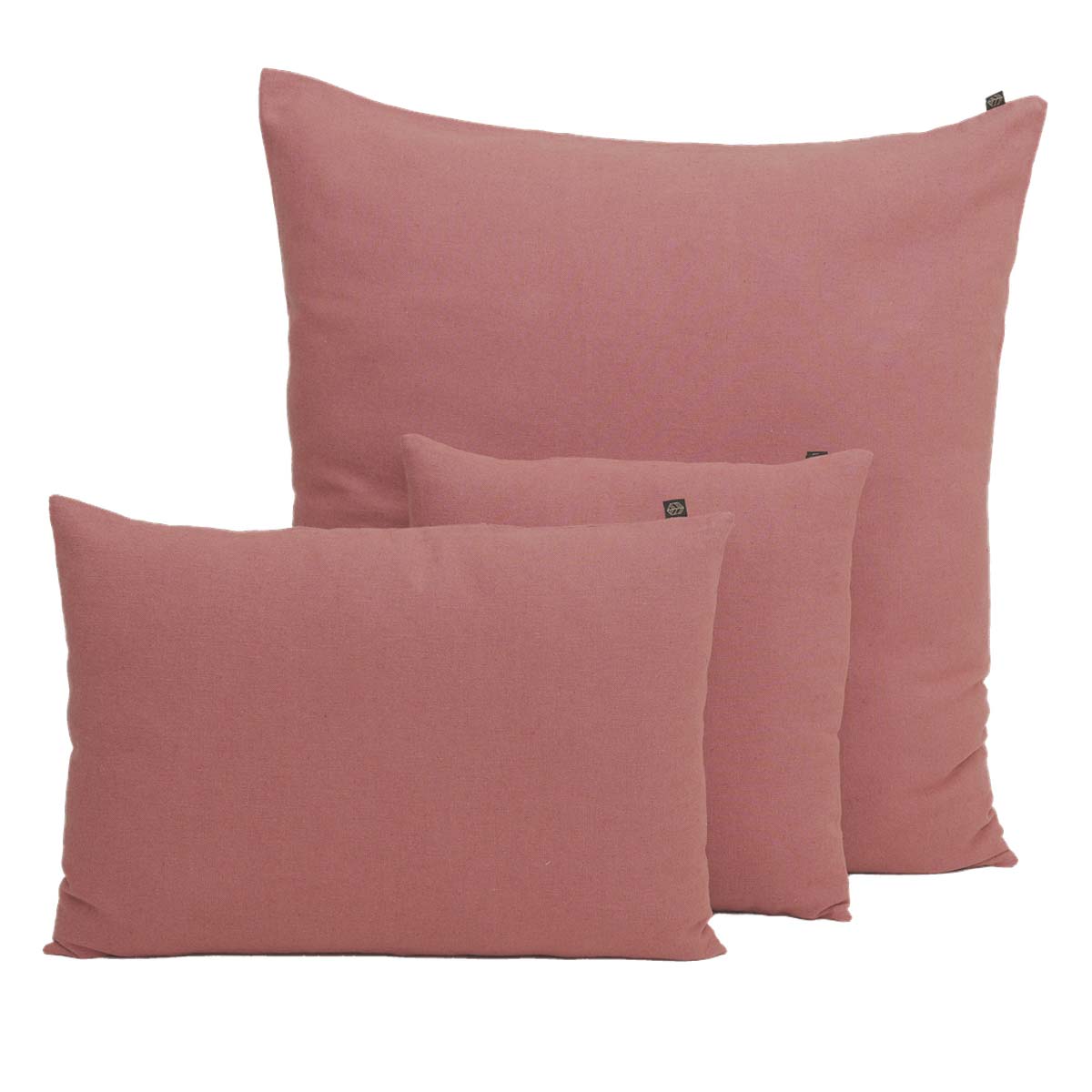 Coussin Figari Haomy en lin lavé et coton, coloris Bois de rose – douceur naturelle et finition sobre
