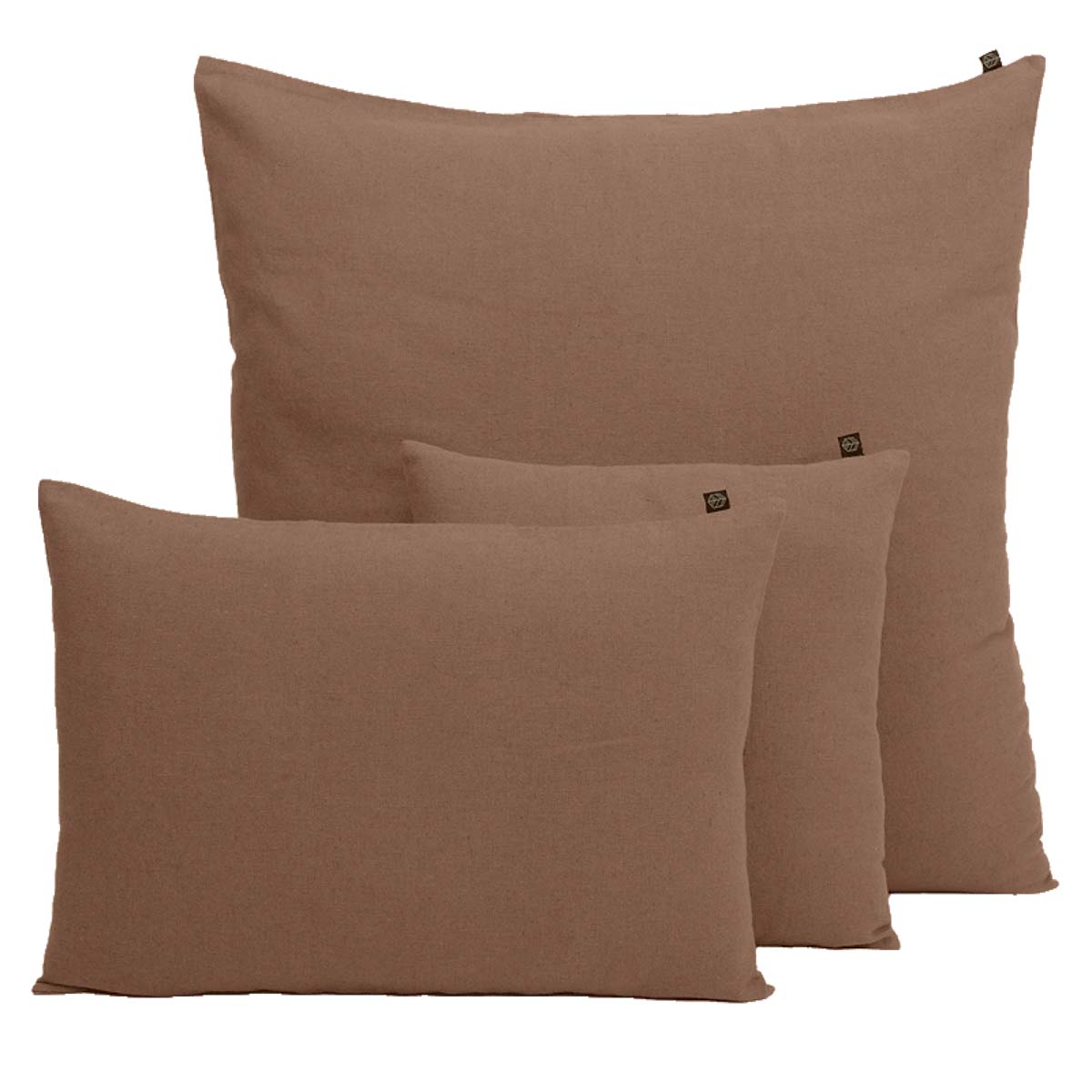 Coussin Figari Haomy en lin lavé et coton, coloris Mocaccino – douceur naturelle et finition sobre