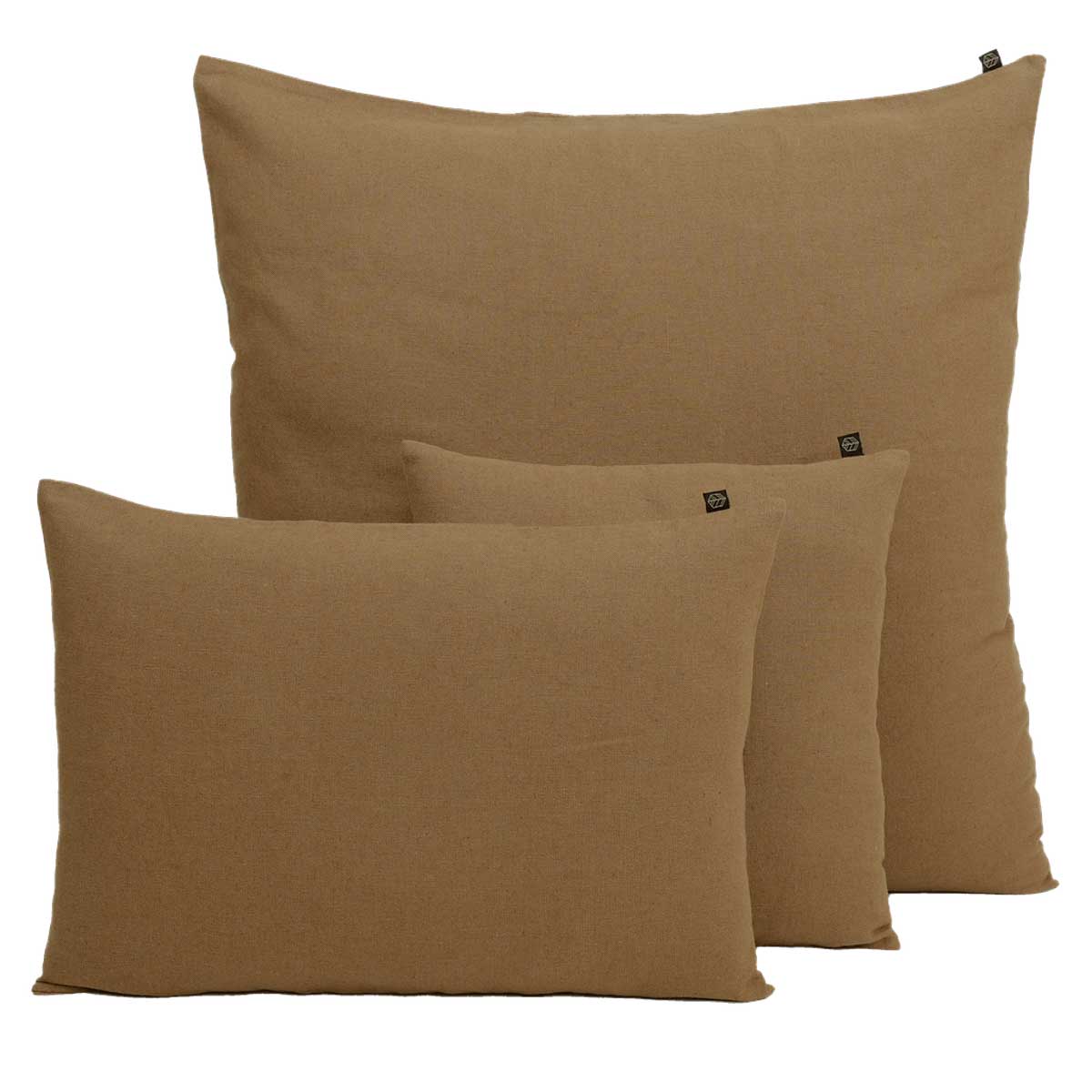 Coussin Figari Haomy en lin lavé et coton, coloris Tabac – douceur naturelle et finition sobre