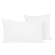 Housse de coussin Viti Haomy en lin lavé, coloris Blanc, avec petites franges décoratives – élégance et douceur naturelle