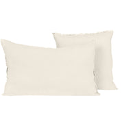 Housse de coussin Viti Haomy en lin lavé, coloris Ivoire, avec petites franges décoratives – élégance et douceur naturelle