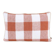 Housse de coussin Palma en lin lavé à grands carreaux 40x60 cm,  coloris Brick – collection Haomy Harmony Textile, style naturel et élégant.