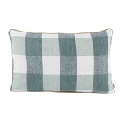 Housse de coussin Palma en lin lavé à grands carreaux 40x60 cm,  coloris Céladon – collection Haomy Harmony Textile, style naturel et élégant.
