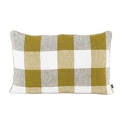 Housse de coussin Palma en lin lavé à grands carreaux 40x60 cm,  coloris Citrus – collection Haomy Harmony Textile, style naturel et élégant.