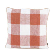 Housse de coussin Palma en lin lavé à grands carreaux 45x45 cm , coloris Brick – collection Haomy Harmony Textile, style naturel et élégant.