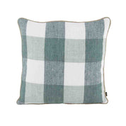 Housse de coussin Palma en lin lavé à grands carreaux 45x45 cm , coloris Céladon – collection Haomy Harmony Textile, style naturel et élégant.
