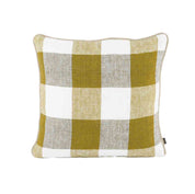 Housse de coussin Palma en lin lavé à grands carreaux 45x45 cm , coloris Citrus – collection Haomy Harmony Textile, style naturel et élégant.