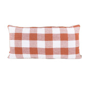 Housse de coussin Palma en lin lavé à grands carreaux 55x110 cm,  coloris Brick – collection Haomy Harmony Textile, style naturel et élégant.