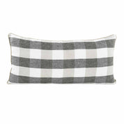 Housse de coussin Palma en lin lavé à grands carreaux 55x110 cm,  coloris Lin – collection Haomy Harmony Textile, style naturel et élégant.