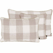 Housse de coussin Palma II Haomy en lin lavé, coloris Pétale – grands carreaux sobres et texture douce