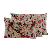 Housse de coussin Birdy en velours lin imprimé oiseaux et fleurs – Haomy Harmony Textile, touche douce et romantique pour une déco chic.
