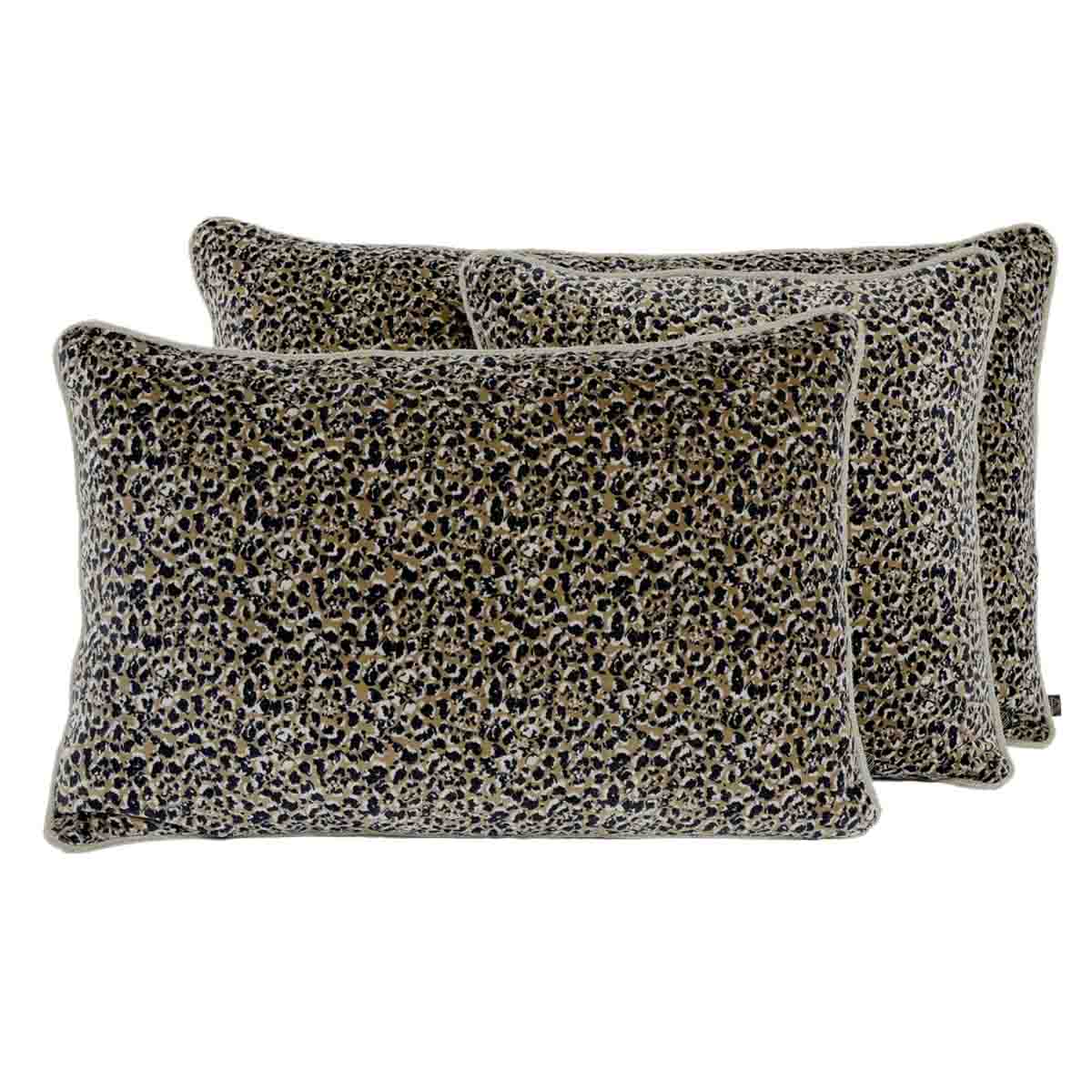Housse de coussin en velours Gairo motif léopard couleur Gold – collection Haomy Harmony Textile, déco chic en velours de coton