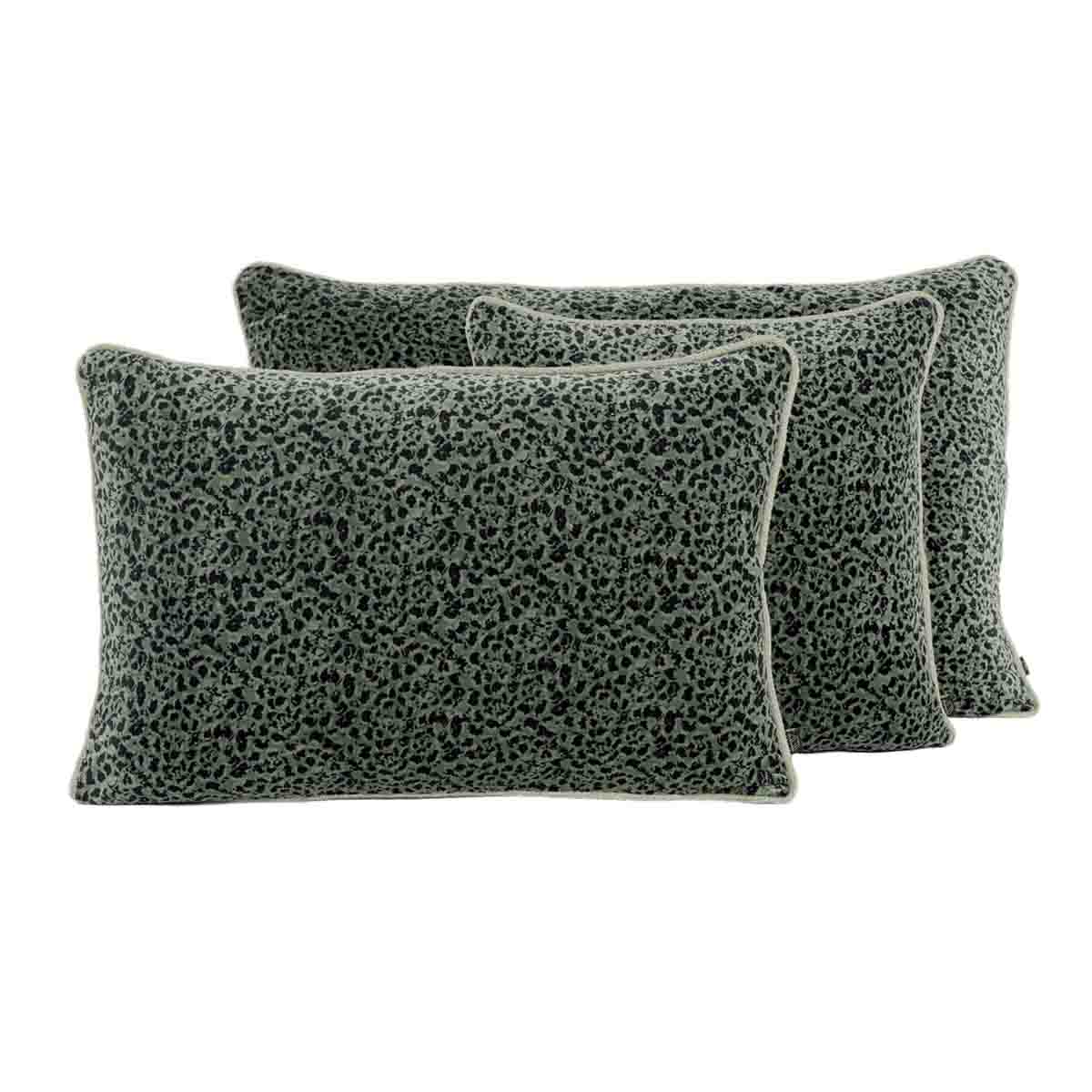 Housse de coussin en velours Gairo motif léopard couleur Jardin – collection Haomy Harmony Textile, déco chic en velours de coton