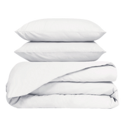 Housse de couette et taies en percale de coton lavé Venezia – coloris Blanc – Haomy Harmony Textile, finition élégante et texture douce pour une chambre chic et intemporelle.