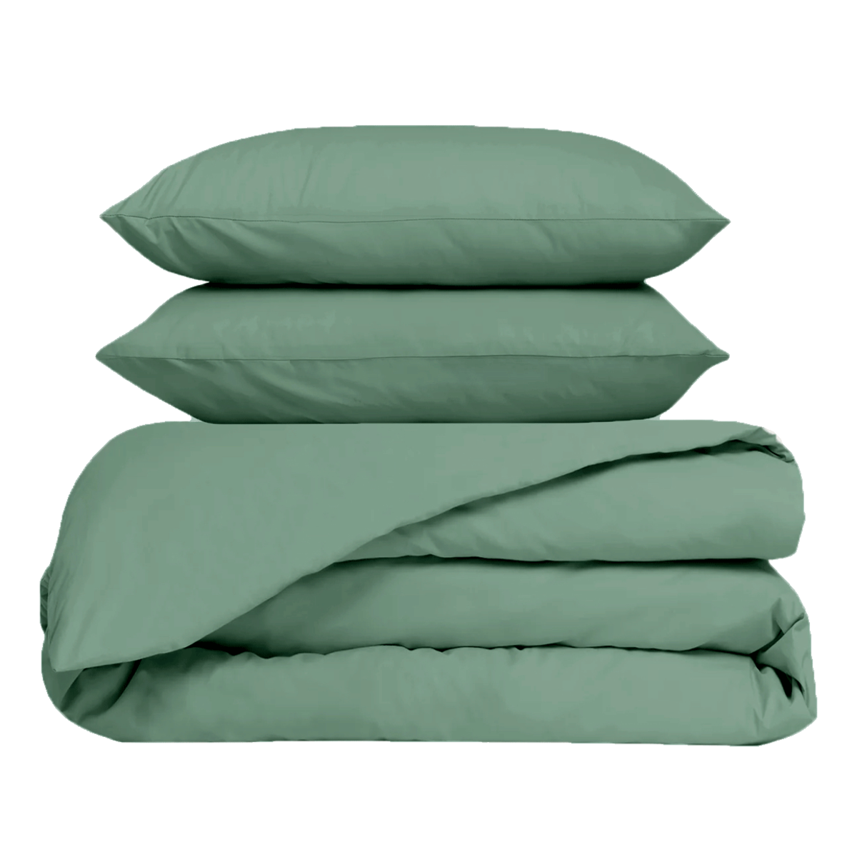 Housse de couette et taies en percale de coton lavé Venezia – coloris Céladon – Haomy Harmony Textile, finition élégante et texture douce pour une chambre chic et intemporelle.