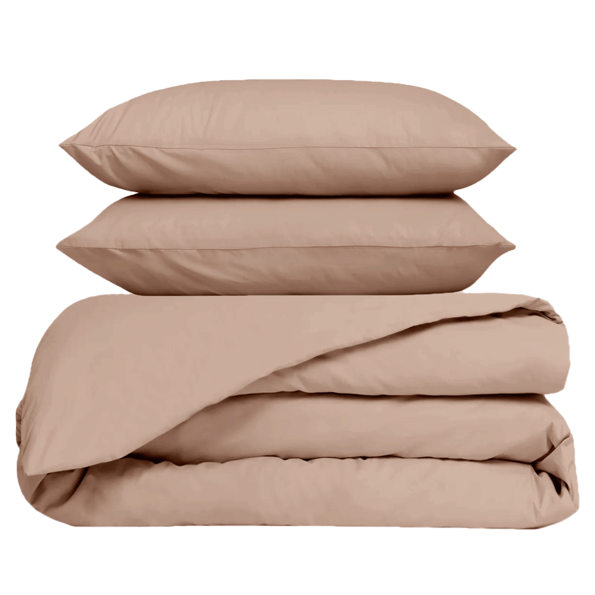 Housse de couette et taies en percale de coton lavé Venezia – coloris Cimarron – Haomy Harmony Textile, finition élégante et texture douce pour une chambre chic et intemporelle.