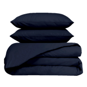 Housse de couette et taies en percale de coton lavé Venezia – coloris Encre – Haomy Harmony Textile, finition élégante et texture douce pour une chambre chic et intemporelle.