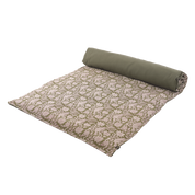 Housse d’édredon Jaipur Haomy, Harmony Textile en lin lavé imprimé, motif décoratif avec verso uni en coton, coloris Kaki