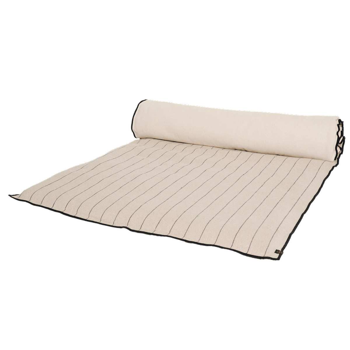 Housse d’édredon Calvi Haomy en lin et coton, coloris Naturel à fines rayures noires – style sobre et contemporain