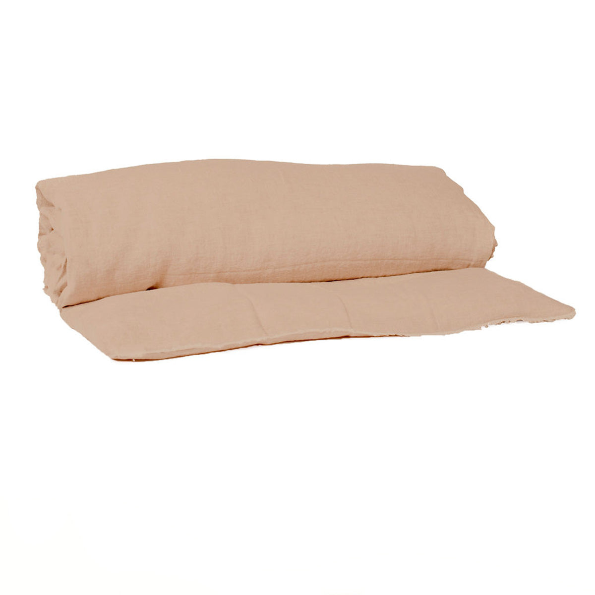 Housse d’édredon Limy Haomy en lin lavé et coton, coloris Cimarron – finition frangée et douceur naturelle