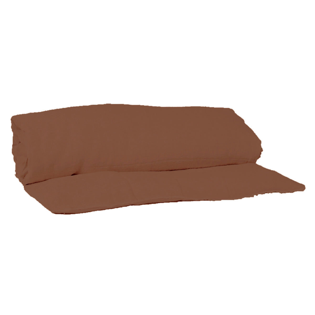 Housse d’édredon Limy Haomy en lin lavé et coton, coloris Mocaccino – finition frangée et douceur naturelle