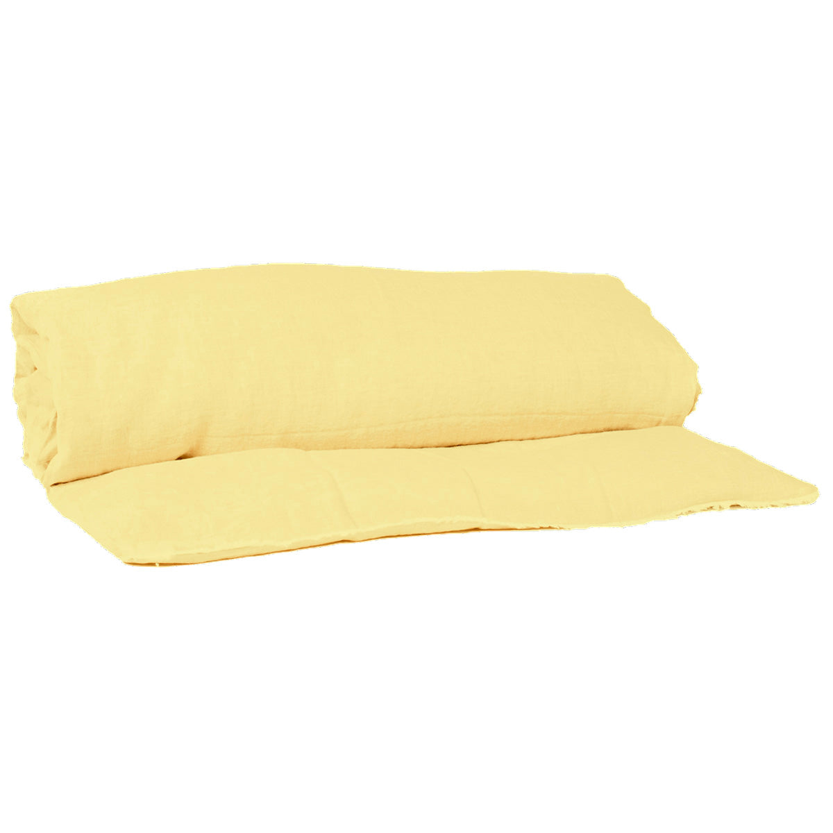 Housse d’édredon Limy Haomy en lin lavé et coton, coloris Paille – finition frangée et douceur naturelle