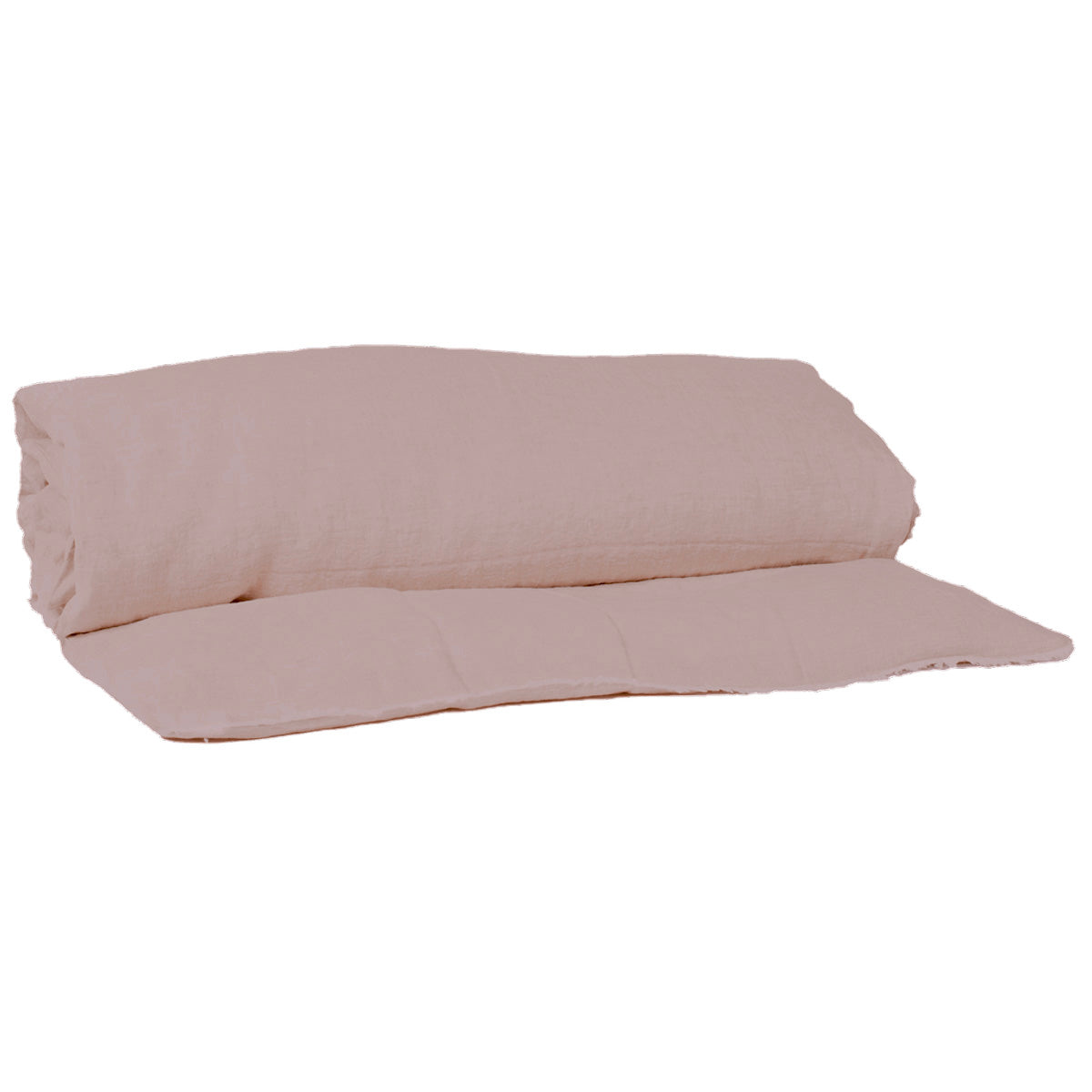 Housse d’édredon Limy Haomy en lin lavé et coton, coloris Pétale– finition frangée et douceur naturelle
