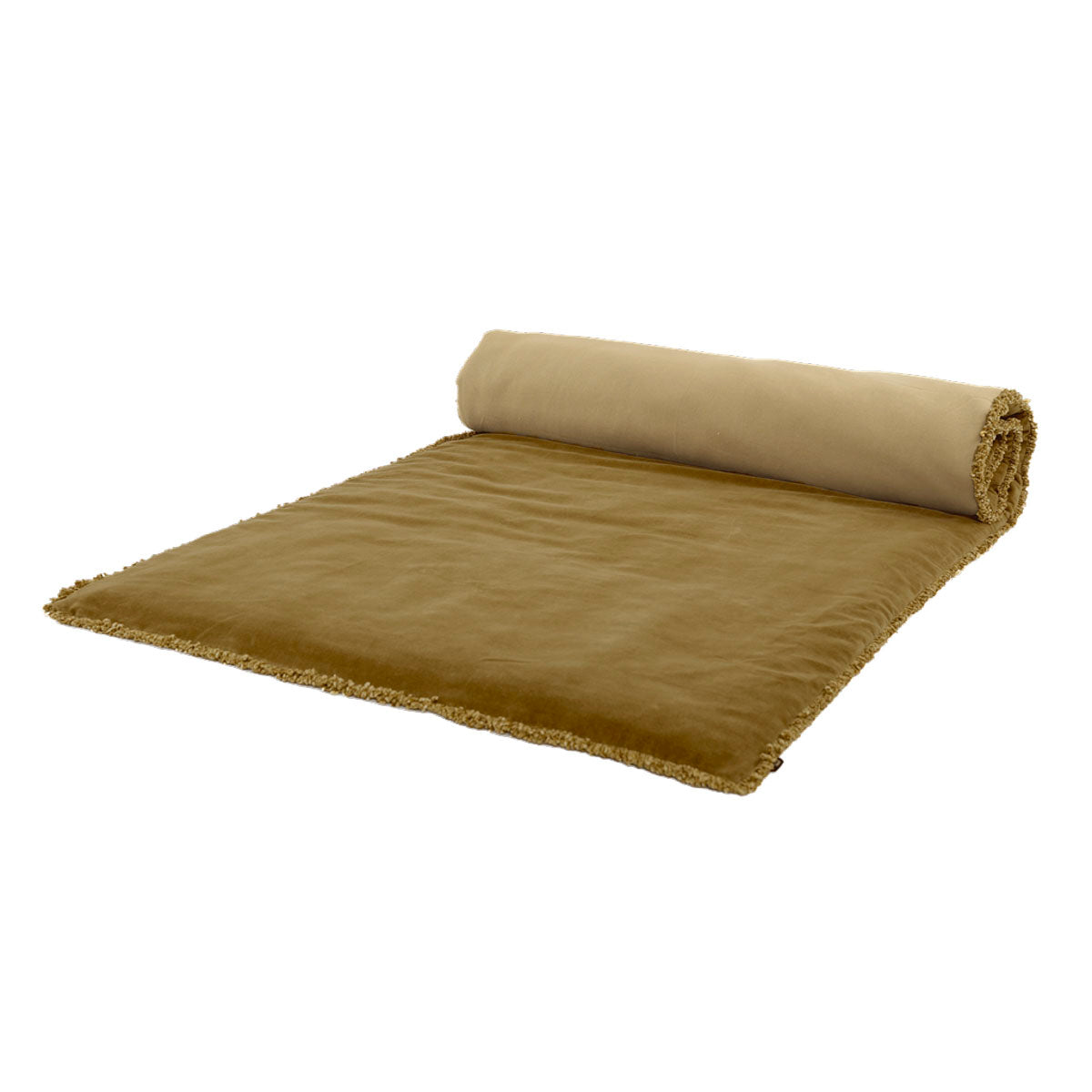 Housse d’édredon Kobe Haomy en velours frangé coloris Gold – élégance chaleureuse et confort luxueux