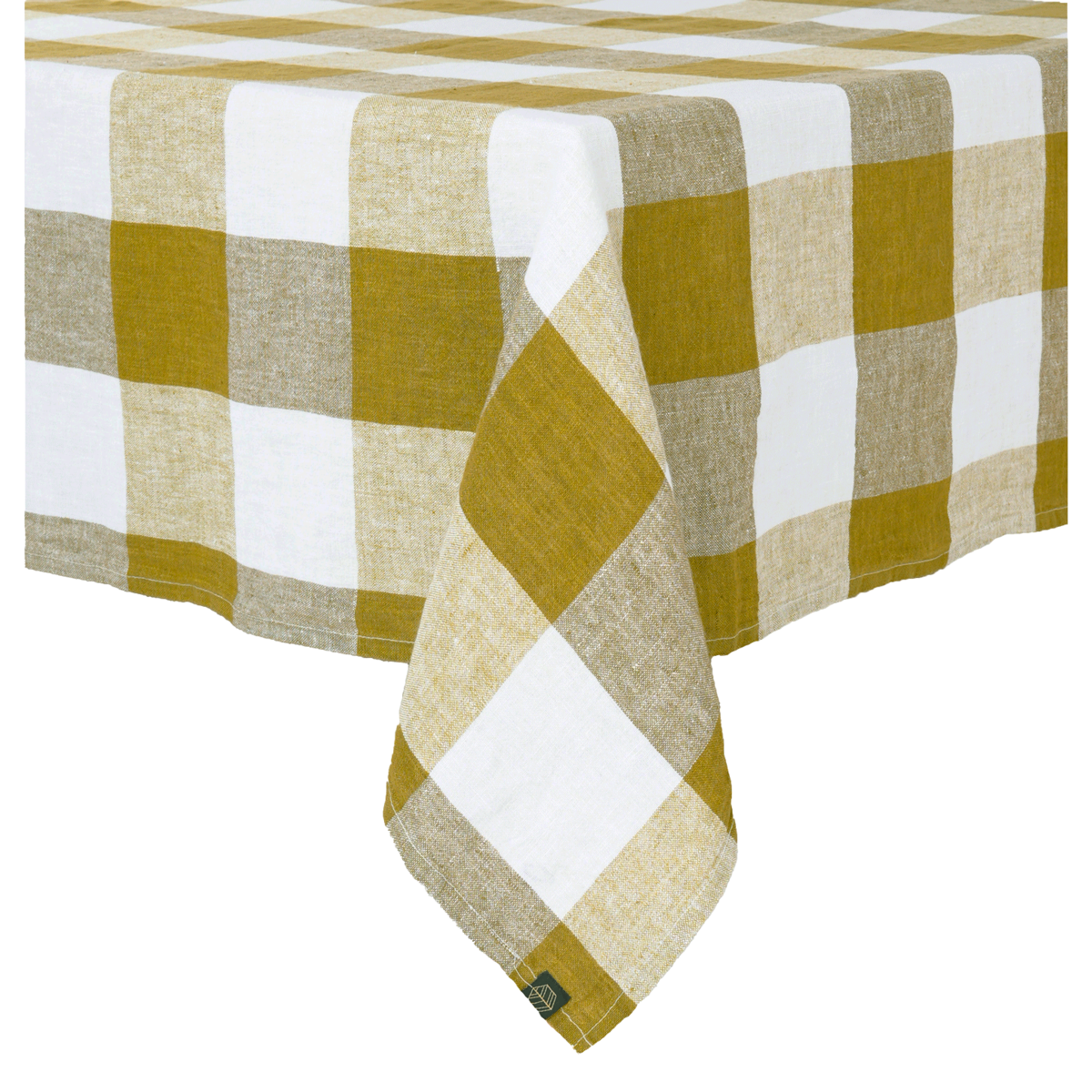 Nappe Palma Haomy 100 % lin lavé à grands carreaux, coloris Citrus – tombé fluide et élégance intemporelle
