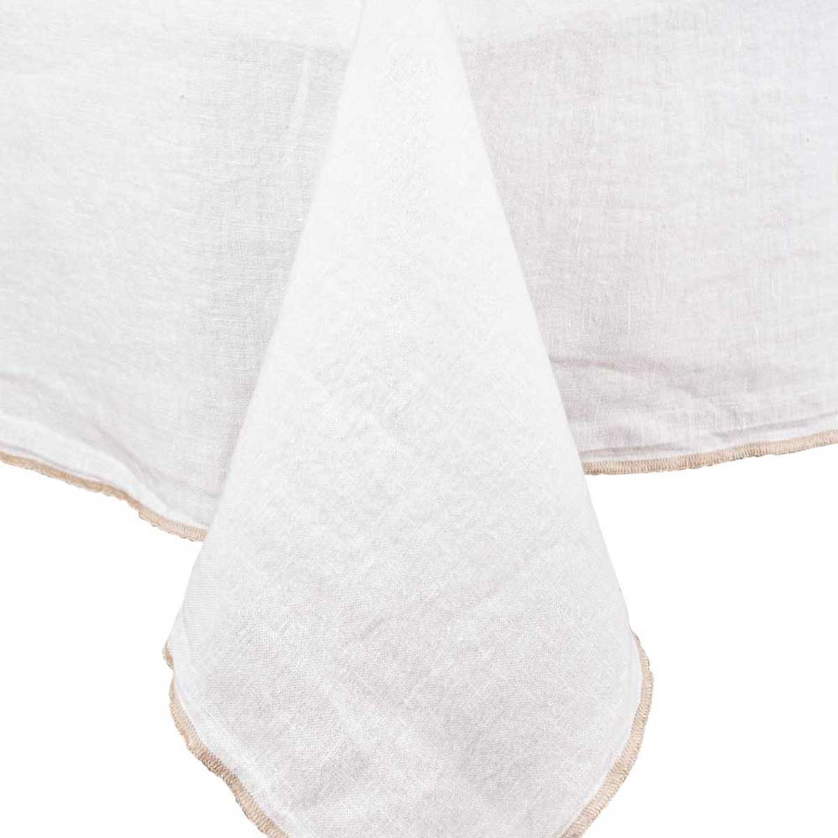 Nappe Venise Haomy en 100 % lin lavé, coloris Blanc – élégance intemporelle et finitions soignées