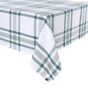 Nappe Capri Haomy en lin lavé, coloris Céladon – motif à carreaux élégant et naturel