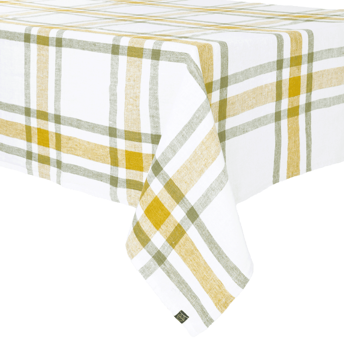 Nappe Capri Haomy en lin lavé, coloris Citrus – motif à carreaux élégant et naturel