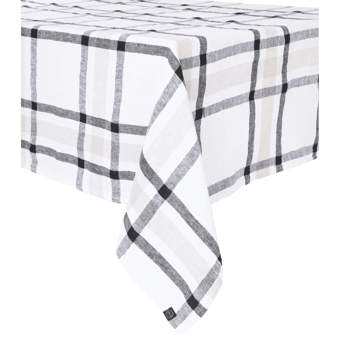 Nappe Capri Haomy en lin lavé, coloris Lin – motif à carreaux élégant et naturel