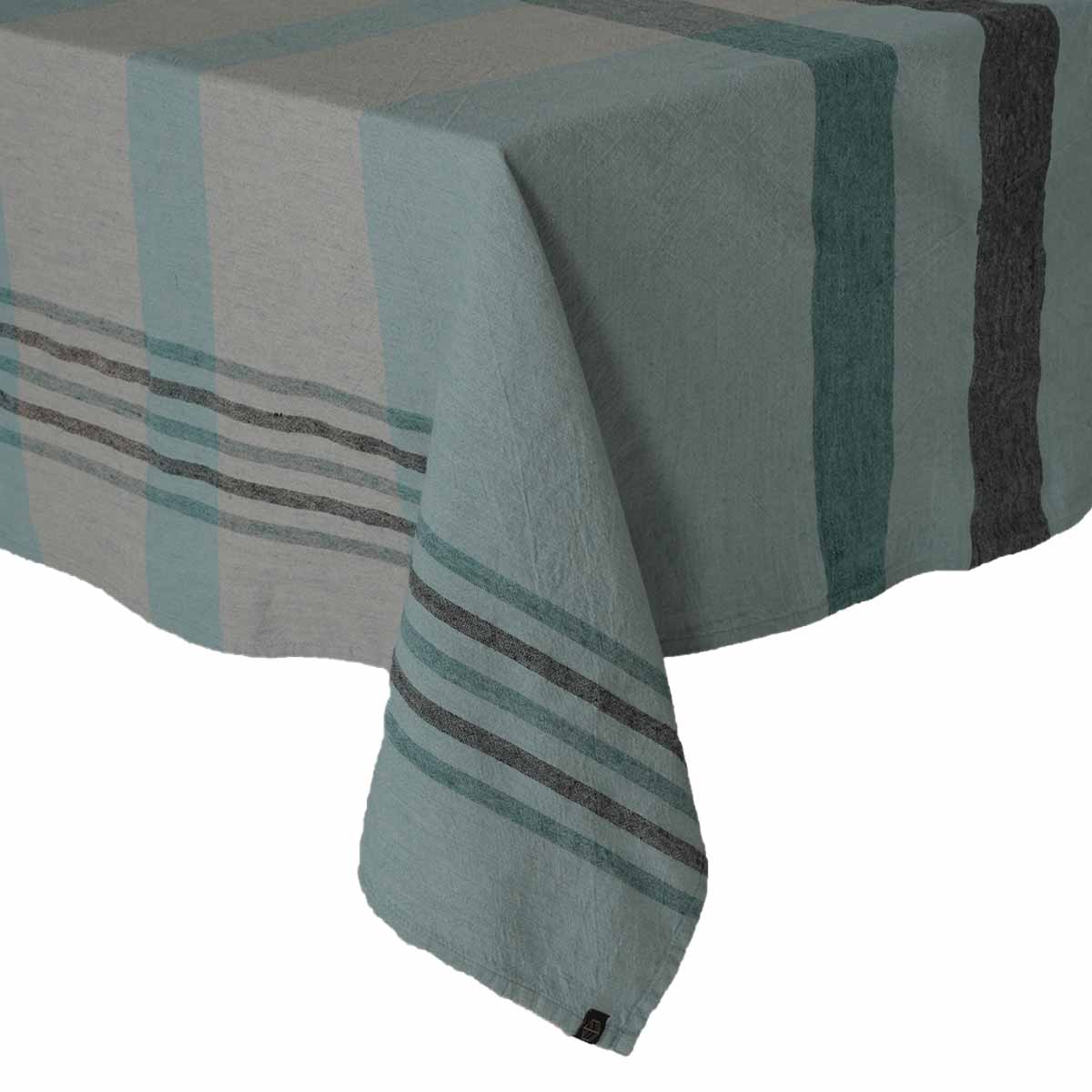 Nappe Aalborg Haomy en lin lavé et coton, motif à carreaux coloris Céladon – élégante et naturelle, entretien facile