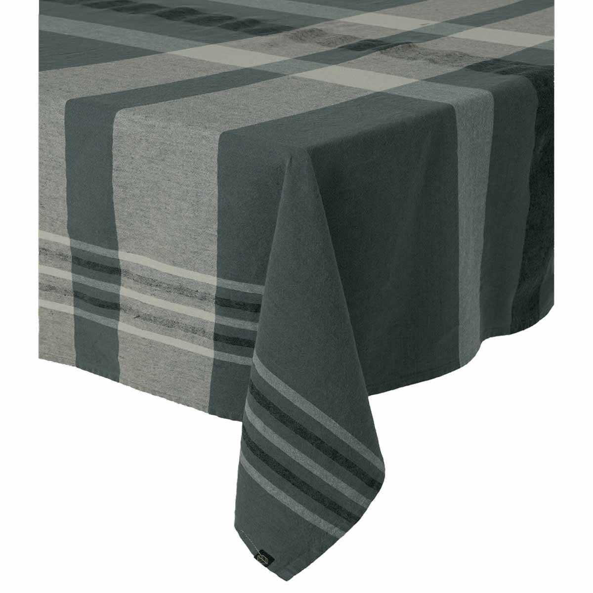 Nappe Aalborg Haomy en lin lavé et coton, motif à carreaux coloris Pigeon – élégante et naturelle, entretien facile