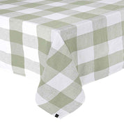 Nappe Palma II Haomy en lin lavé et coton, motif à grands carreaux coloris Amande – élégante, durable et facile d’entretien