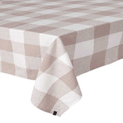 Nappe Palma II Haomy en lin lavé et coton, motif à grands carreaux coloris Pétale – élégante, durable et facile d’entretien