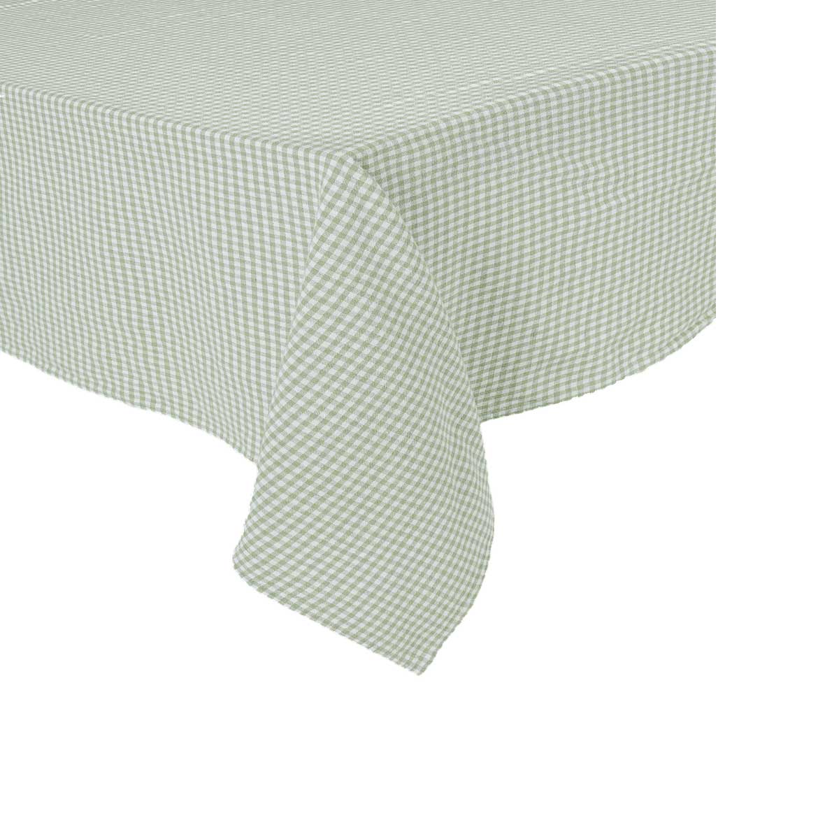 Nappe Piana II Haomy en lin lavé et coton, motif vichy amande – élégante et facile d’entretien